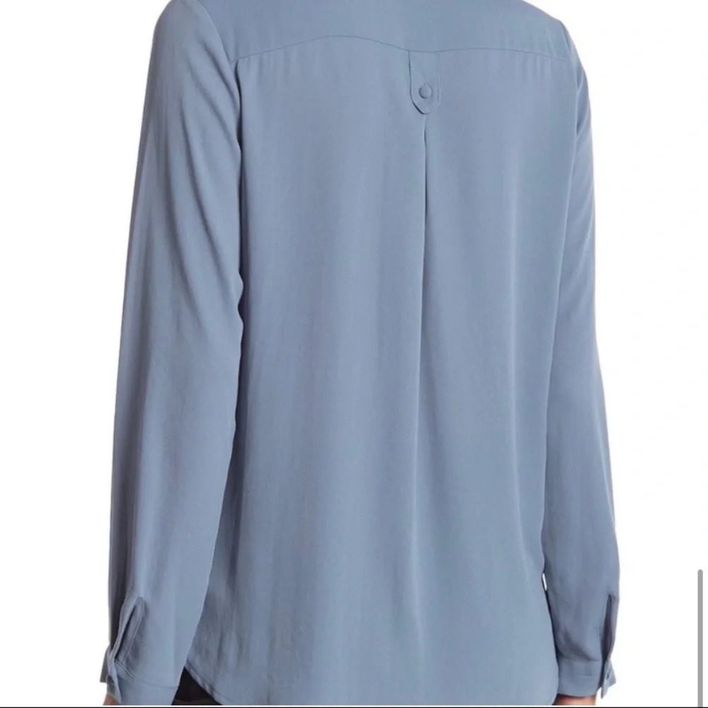 Anthropologie Pleione Blue Utility Blouse Button Up Quiet Luxury Minimalist M - Picture 11 of 11